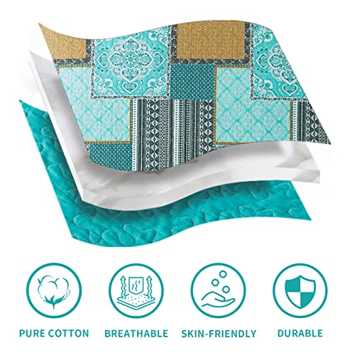 BEDIFANY 3 Pieces Cotton King Size Quilt Sets, King Bedspread Lightweight Quilted Reversible Coverlets Farmhouse Quilt Bedding Sets Boho King Quilt Set for Bed Decorations for All Seasons