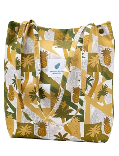 Image of TOPASION Cute Corduroy Tote Bag Canvas Shoulder Handbags for Women Travel Shopping