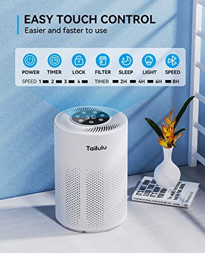 Air Purifier For Bedroom, H13 True Hepa Air Purifier For Home Large Room Up To 1722Ft², With Night Light, 4 Timer, Light, Child Lock For Allergies Pets Dust Smoke Pollen Dander Hair Smell And Dog Odor #TOP2