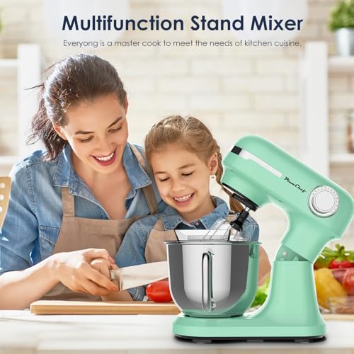 Image of 5.5 QT Electric Stand Mixer, baking mixer, 12-Speed Kitchen Mixer with Tilt-Head, Stainless Steel Bowl Dough Mixer, Egg Whisk, Dough Hook & Beater Included, Idea for 3-5 Family,Green
