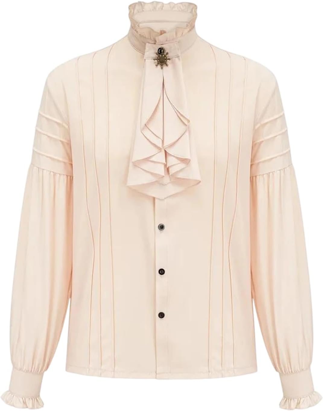 Men's Ruffled Stand Collar Long Sleeve Shirt Pirate Victorian Gothic Medieval Cosplay Costume Top