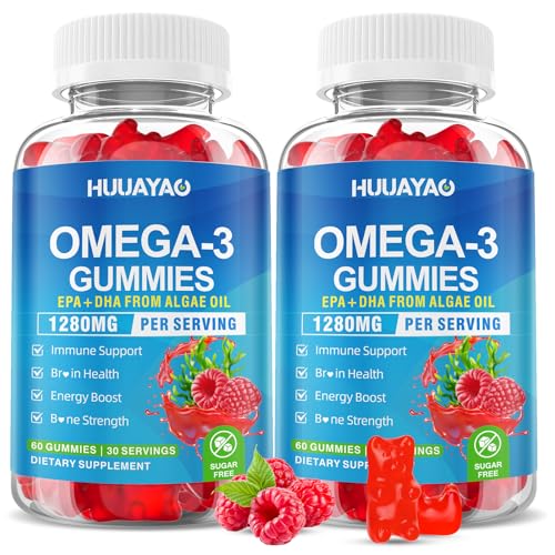 Vegan Omega-3 Gummies 1028mg, Omega 3 Fish Oil Alternative for Adults w/EPA 400mg & DHA 600mg &