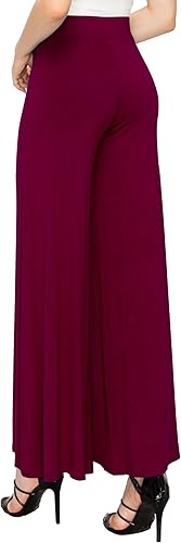 Miniatura 6 de Made By Johnny Pantalones de descanso palazzo de pierna ancha elásticos y lisos para mujer