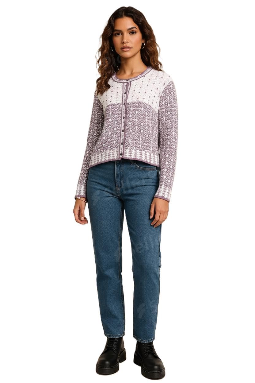 Lady Sweater/Cardigan Winter wear Full Sleeve Round Neck Purple-image-19