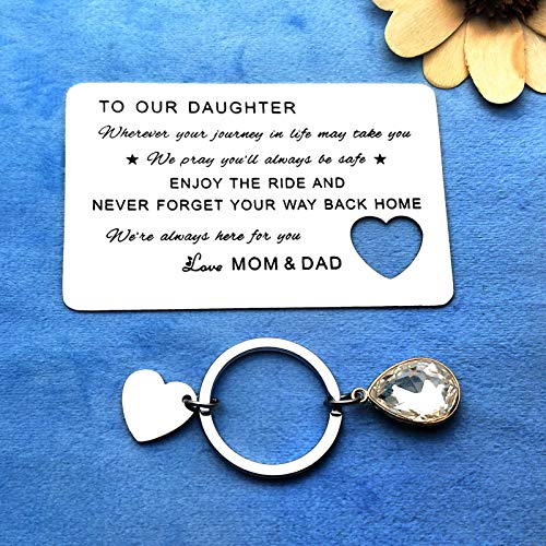 To Our Daughter Wallet Card Encouragement Gifts Inspirational Graduation Gift Enjoy The Ride Never Forget Way Back Home Metal Card Christmas Birthday Card Daughter Stepdaughter Gifts from Mom Dad2