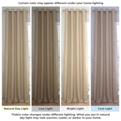 Image of HPD Half Price Drapes - Grommet Faux Linen Curtains for Living Room (1 Panel) - 50W X 84L - Textured Room Darkening Curtains for Bedroom 84 Inches Long - Drapes for Home Decor, Nomad Tan