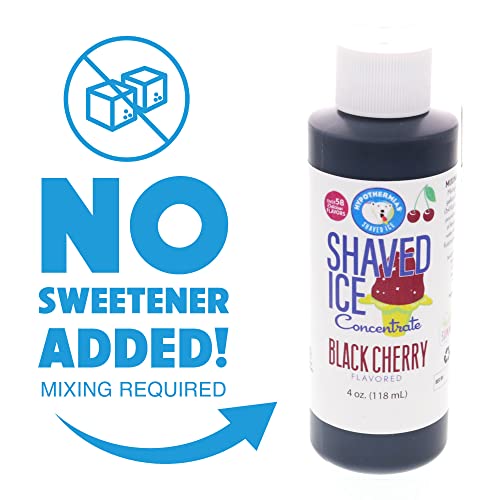 Black Cherry Shaved Ice And Snow Cone Unsweetened Flavor Concentrate 4 Fl Oz Size (Makes 1 Gallon Of Syrup With Sugar And Water Added) #TOP1
