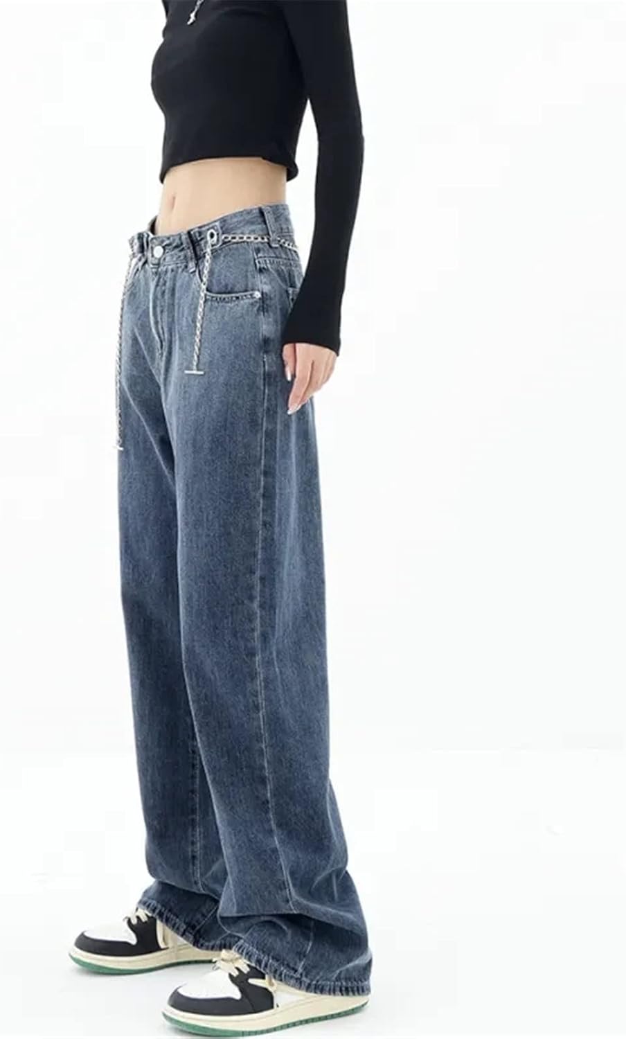 レディース パンツ ジーンズ ハイウエストの女性のジーンズの