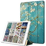 DuraSafe Cases iPad 6th 5th Air 2nd 1st 9.7インチ [ iPad 5 6 Air 1 2 Gen ] A1474 A1475 A1476 MD788LL/A MD786LL/A MD789LL/A スリム 軽量 PC プリント フリップ クリア バックカバー - アーモンドフラワー ブルーム