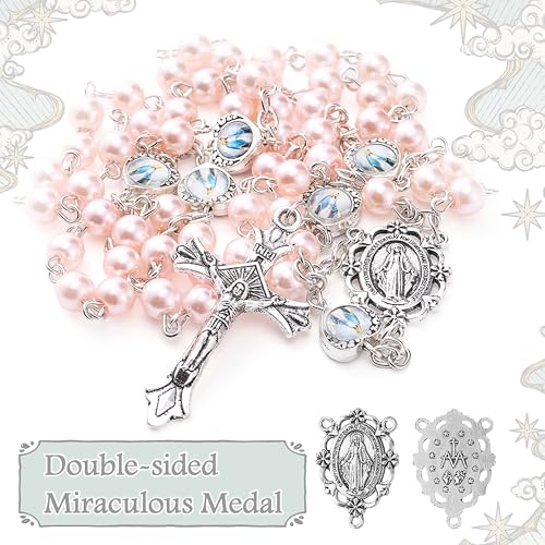 Rosary Beads Catholic for Women Confirmation Gifts Keychain Mini Handbag Pendant Artificial Pearls Rosary2