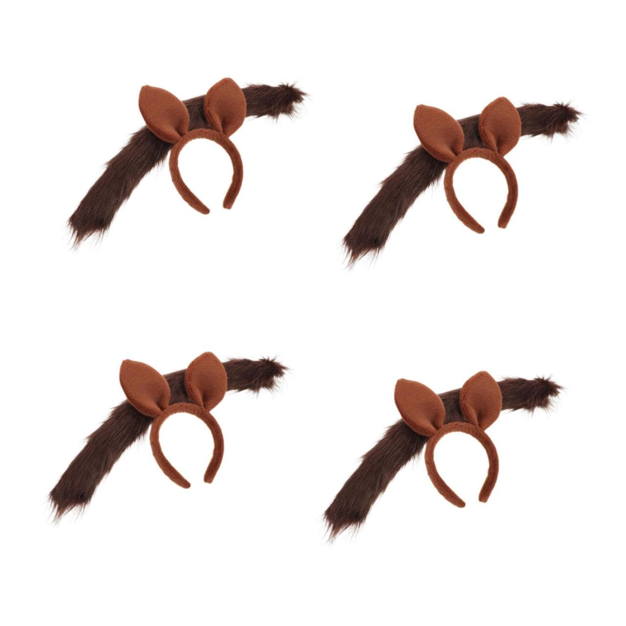 Healeved 4 Juegos Diadema de Cosplay Orejas de Caballo de Felpa Marrón para Disfraces, Accesorios Cómodos para Actuaciones y Celebraciones Infantiles y Adultas