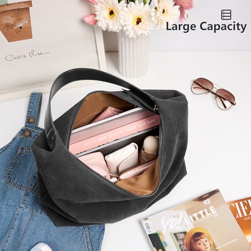 Image of KALIDI Casual Tote Bag Vegan Leather Hobo Zipper Work Bag Weekender Shoulder for Women Shoulder Travel Purse
