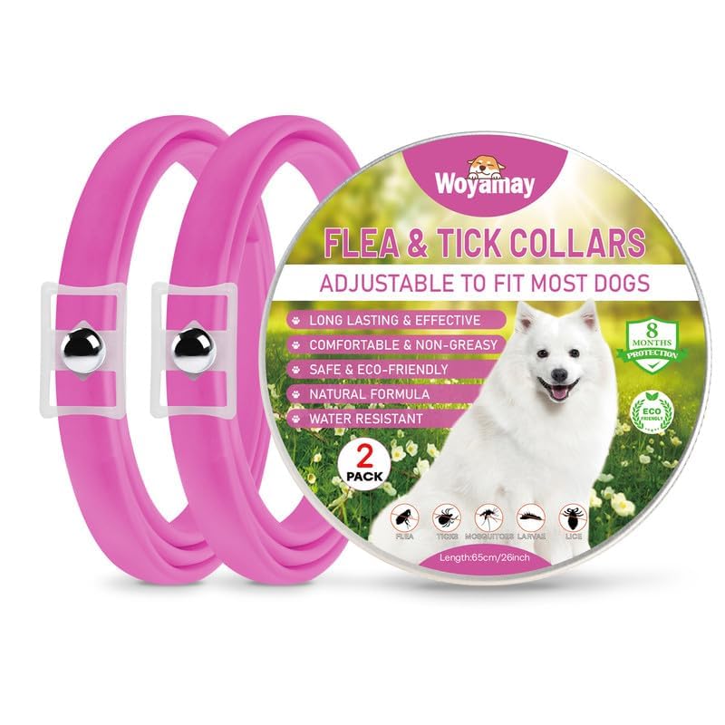 32 Meses De Protección Collar Antiparasitario Perros, Collar Antipulgas Perros, Efectivo para El Control De Parásitos, Protección Duradera contra Pulgas Y Garrapatas, Rosa