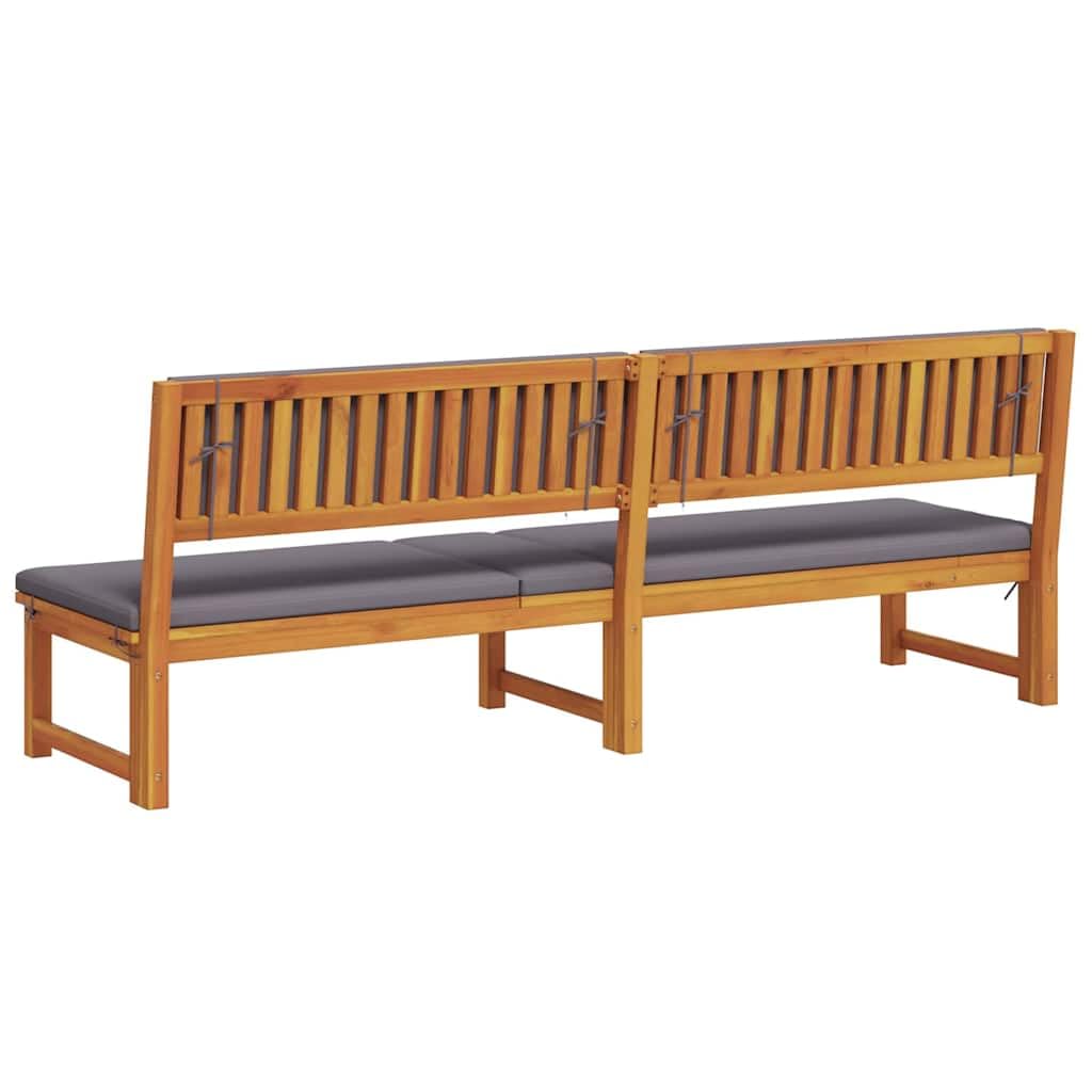 Leżak ogrodowy z olejem naturalnym, 200 x 57 x 75 cm, lite drewno akacjowe, regulowane oparcie do rekreacji na świeżym powietrzu i opalania, z poduszkami, siedzisko do