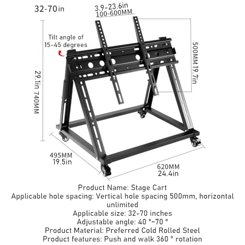 Soporte móvil para TV de 32-70 pulgadas ajustable en ángulo miniatura 4
