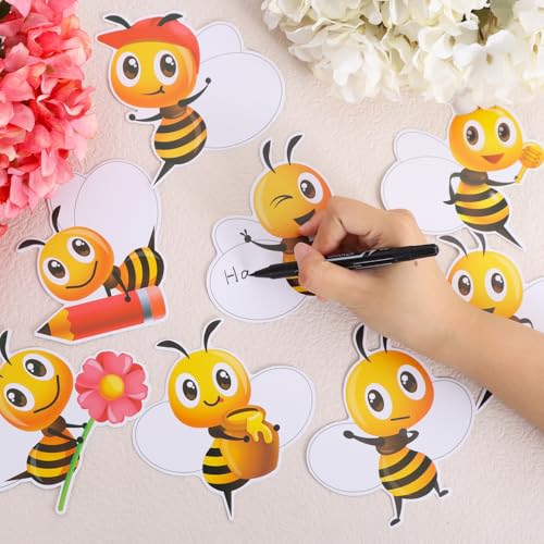 Image of Vuzvuv 90Pcs 5In Bee Paper Cutouts with 180Pcs Glue Points,Bee Cut Outs Bulletin Board Decorations for Birthday Party Theme Decor Supplies