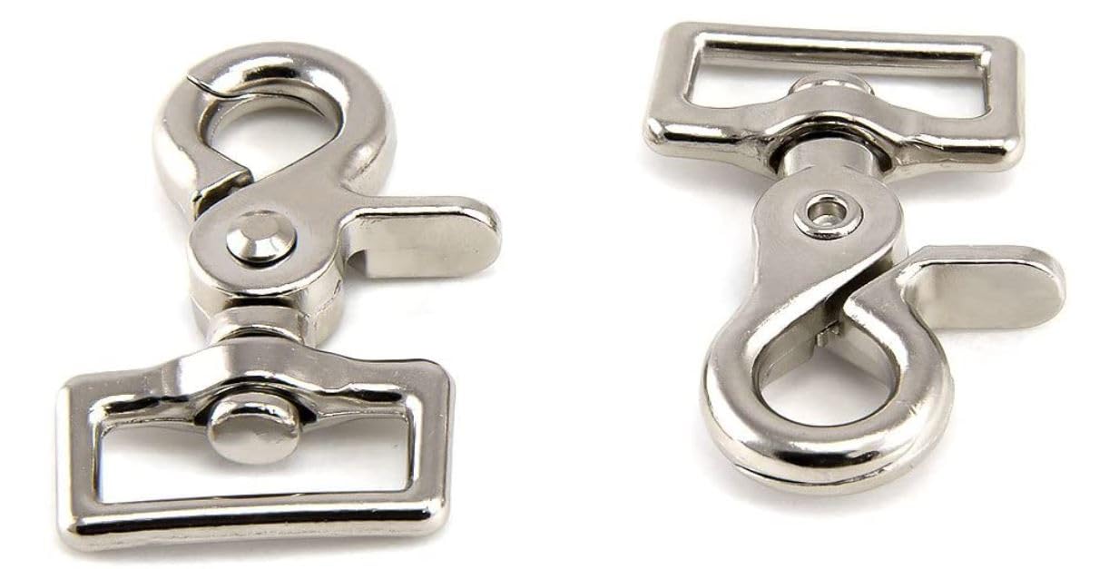 Southwestern Equine [2 Pack] Trigger Snap 1" Inch Square Eye Swivel - Nickle Plate Industrial Grade Rust Resistant