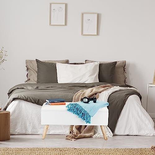 Relaxdays Baúl Almacenamiento con Patas, Banco Almacenaje, Tela-Madera-DM, 1 Ud., 39,5 x 79,5 x 39,5 cm, Gris - imagen 4