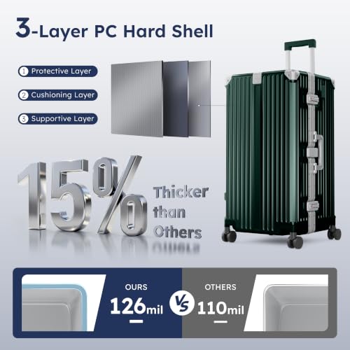 Image of ALPHA CAMP Trunk Luggage 28 Inch with Aluminum Frame Zipperless Suitcase | Large Checked Thickened 3-Layer PC Hardside Luggage with TSA Lock,Charging Port,Cup Holder and Spinner Wheels for Travel