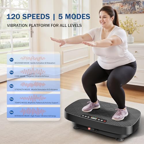Image of Vibration Plate Exercise Machine, Vibrating Plate for Lymphatic Drainage, Shake Plate Whole Body Vibration Plate Platform, Fitness Equipment for Weight Loss Fat Burner for Women Men