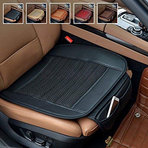 Suninbox Black Car Seat Covers,Car Seat Cushion [Bamboo Charcoal] Bottom Seat Covers for Trucks,Leather Car Seat Covers,Car Seat Pad[Black Front Seats Only]