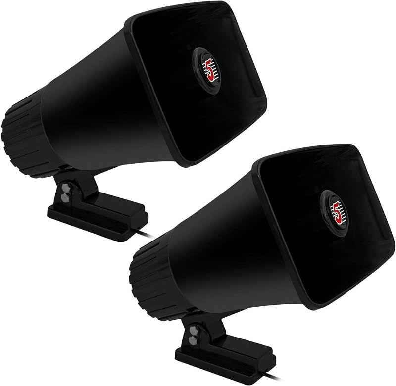 5 CORE 8 Inch PA Horn 250W Loud Speaker Pair Bull Horn Loud Audio 8Ohm All Weather Indoor Outdoor Use Bracket and Hardware Included - HW 508 BLK 2PCS