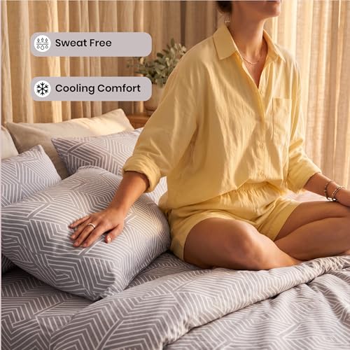 Image of Mush Aura Collection 300 TC Bamboo Bedsheets King Size with Pillow Case | Cooling & Breathable Bedsheets King-Size, Ultra Soft Bamboo Bed Sheet Set for Kingsize Bed (Soft Grey)