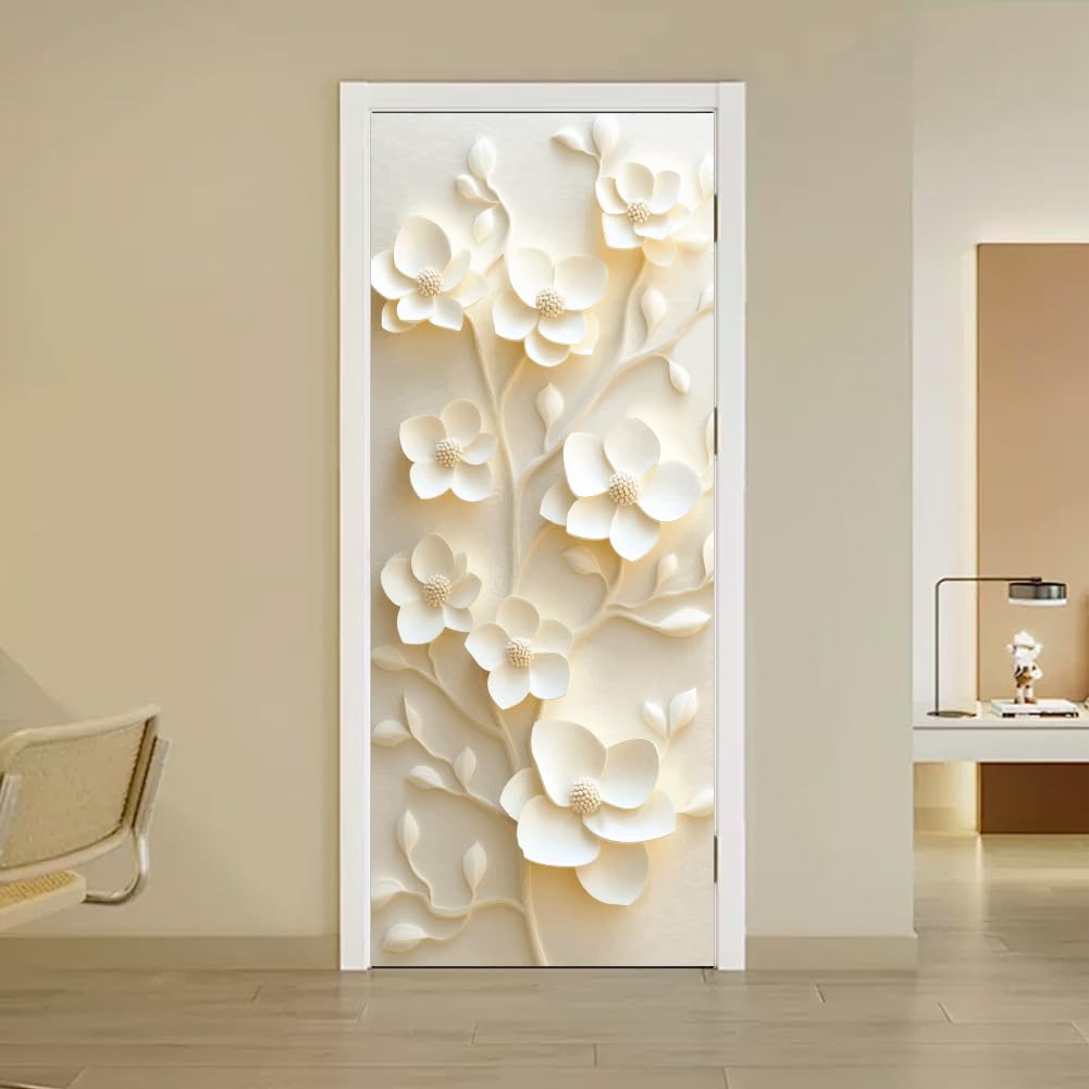Autocollant de porte fleur pour renover sans peindre un mur ou une boiserie usee