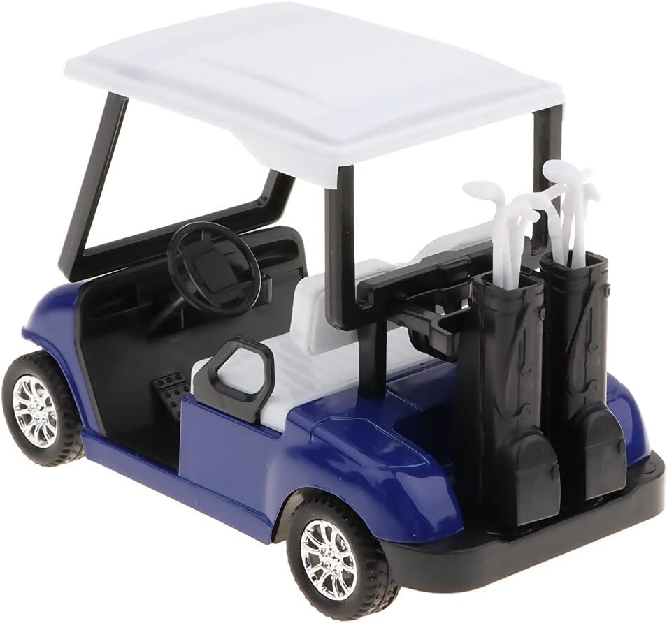 6 Pack: Diecast Golf Carts Toy with Clubs, Alloy Metal Mini Model 1:20 Scale Golfcart Pullback Vehicles for Golfing Themed Office Desk Decor, Bulk Birthday Party Cake Decorations (4.75 Inches)