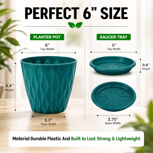 Image of Eightiz Pack of 5 Wave Flower Pots for Home Gardening Round Planters for Indoor & Outdoor Plants, Terrace, Balcony, Garden & Home (Pumpkin Orange).