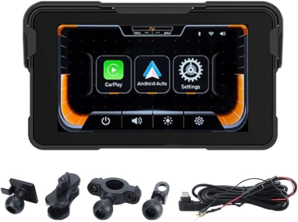 Pantalla de Navegación Digital Portátil para Motocicleta con CarPlay Moto Android Auto de 5.0 Pulgadas y Navegación Inalámbrica para Motocicleta.