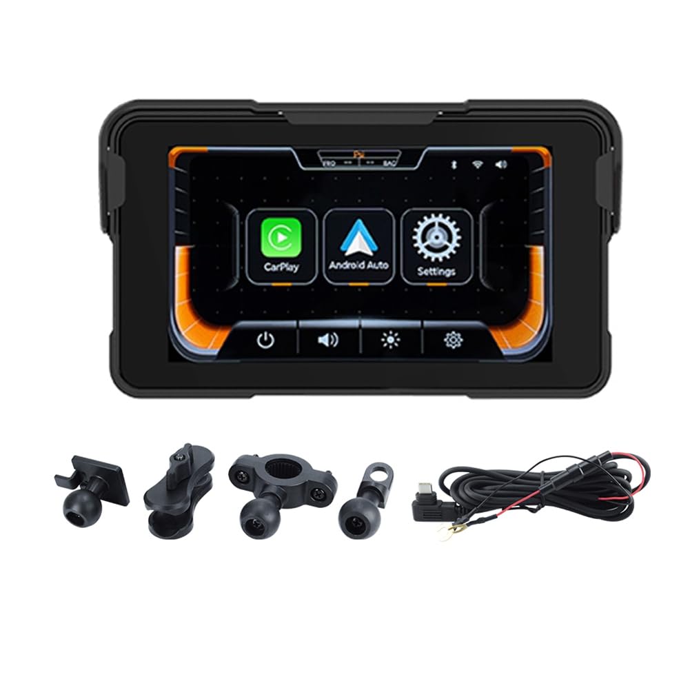 Pantalla de Navegación Digital Portátil para Motocicleta con CarPlay Moto Android Auto de 5.0 Pulgadas y Navegación Inalámbrica para Motocicleta.