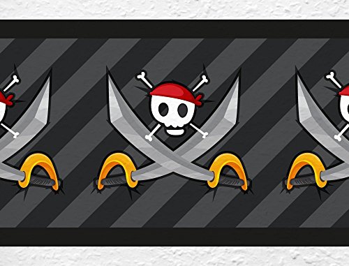I-love-Wandtattoo Sticker mural avec frise B/02?007 Chambre d'enfant Pirate Tête de Mort Enfant erdeko - Höhe: 15 cm; Breite: 5 m