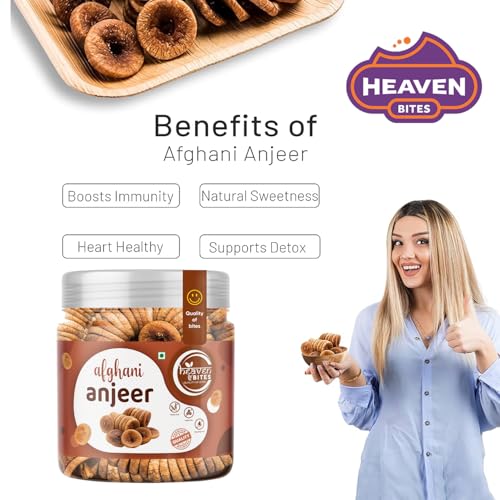 Image of Heaven Bites Dried Afghani Anjeer 1000 GM | Dry Fig for Healthy Snacking, Dieting & Breakfast | Rich Source of Fibre Calcium Iron | High In Minerals | Anjir Dry Fruits Perfect for Giftings