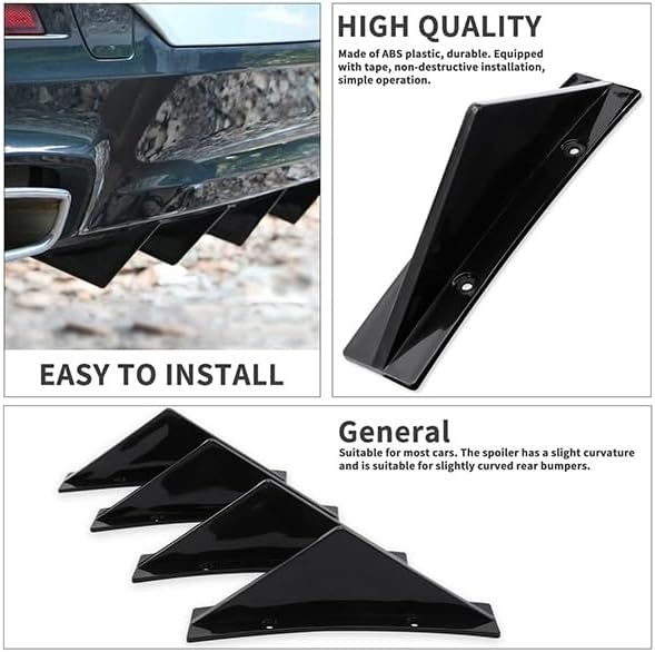 Miniatura 9 de Difusor de parachoques trasero compatible con Chevy Camaro LS LT1 SS 2002-2022 alerón de alerón de tiburón negro brillante, divisor de labios, 4