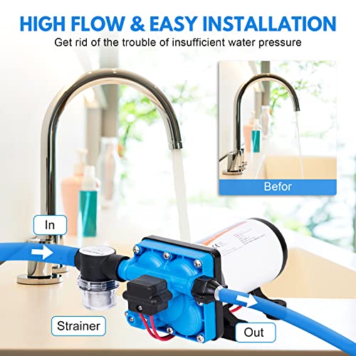 Youngtree Rv Fresh Water Pump 12V 5.0Gpm 55Psi, 12Volt Dc Self Priming Water Pump With Strainer Filter For Rv Yacht Camper Garden Sprayer #TOP2