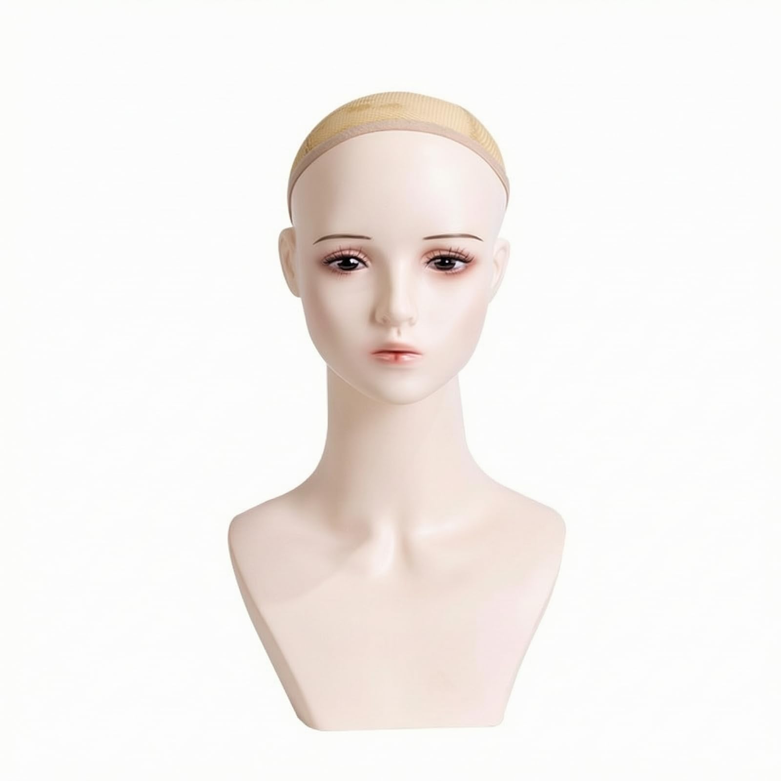 Testa per Parrucche Leggero | Realistico, Busto Manichino con Collo Lungo, Neutro, Busto Espositivo con Spalle Svasate, per Studio Fotografico, fotografo