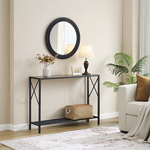 Tajsoon Console Table, Industrial Entryway Table, Narrow Sofa Table With Shelves, Entrance Table For Entryway, Hallway, Living Room, Foyer, Corridor, Office, Grey & Black #TOP3