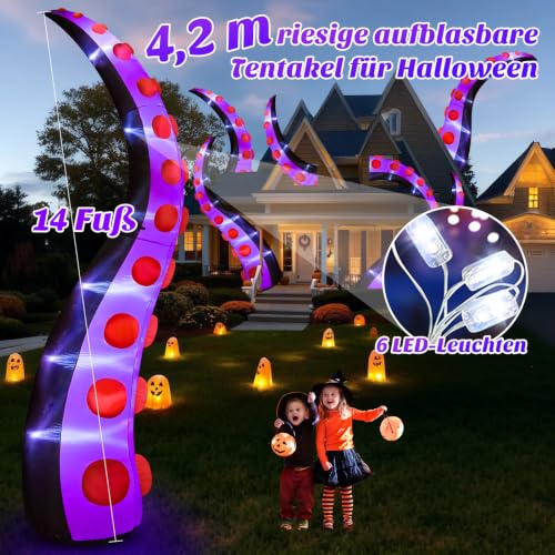Danxilu 4,2m XXL Halloween Aufblasbar Oktopustentakel Outdoor Deko – Ansicht 2