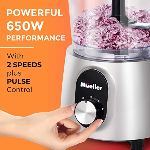 Mueller Ultra Prep Food Processor Chopper For Dicing, Slicing, Shredding, Mincing, And Pureeing, Food Chopper For Vegetables, Meat, Grains, Nuts, 8 Cup, Silver #TOP2