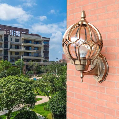 Mkichi Lampara Exterior Pared Rustica,E27 Farolas Exterior Jardin,IP44 Impermeable Lámpara de Jardín Aluminio Y Vidrio,Vintage Aplique Pared Exteriores para Terraza Patio Porche (Bronze)