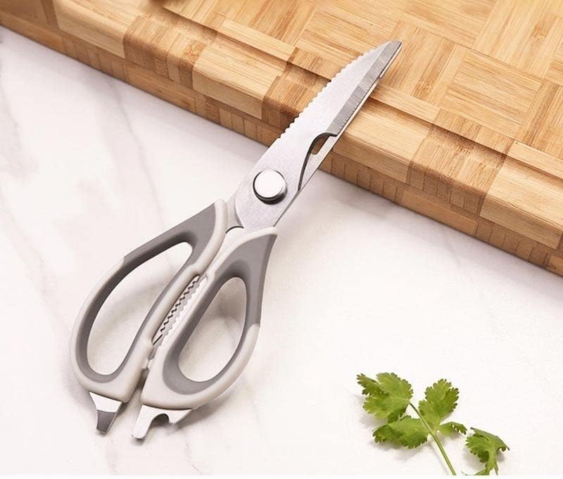 Kitchen Scissors, Multifunctional Kitchen Scissor Cut Chicken Bone Duck Fish Meat Vegetables Stainless Steel Shear Cook Tool(Color:Light Grey)