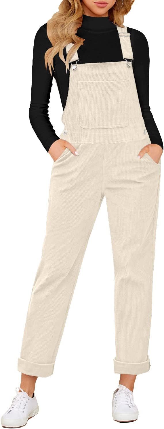 LookbookStore Womens Overalls Corduroy Bib Adjustable Straps Fashion Jumpsuit Overall for Women with Pocket