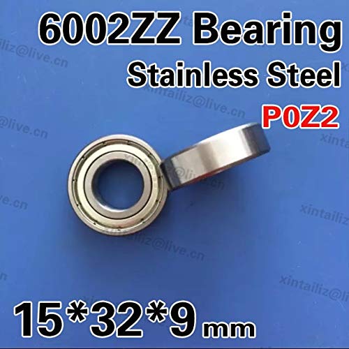 Ochoos [SS6002ZZ-P2] 10pcs Stainless Steel ABEC-5 Ball Bearing 6002-2Z 6002ZZ Inner Diameter 15mm Bearing