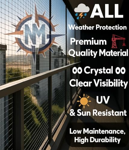 Image of Anti-Bird Pigeon Net for Balcony | Heavy-Duty Bird Net, White, 15Ft X 60Ft | Safety Net Railings & Open Areas | Protection Net for Pigeons & Birds
