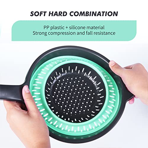 Comuster Collapsible Colander With Handle, Kitchen Collapsible Strainer, 2 Quart, With Sturdy Plastic Base, Best For Rinse Or Draining Pasta, Vegetables & Fruit (Green) #TOP3