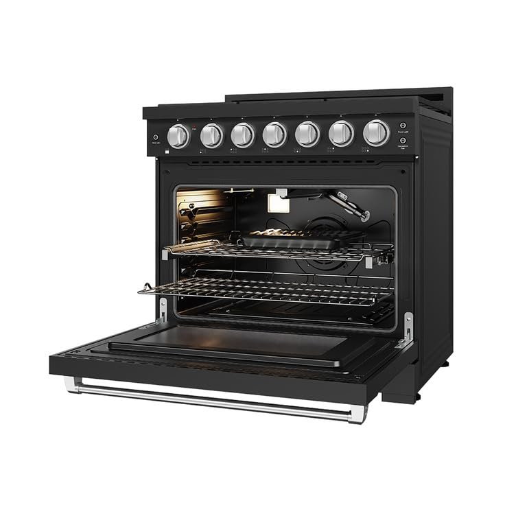 Image of Gordon Ramsay by THOR Kitchen 36-Inch Professional LP Range with Precision Knob Control in Black and Stainless Steel