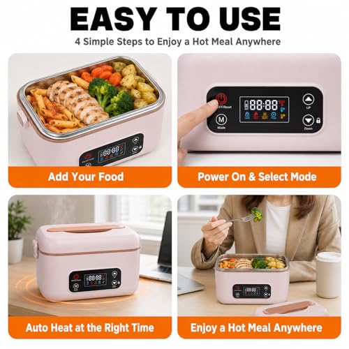 MISS BIG Heated Lunch Box for Adults, Electric Lunch Box for Men, White — view 4