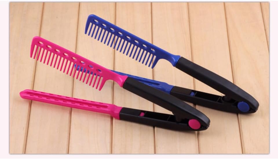 Miniatura 7 de Cepillo de pelo de forma Herramienta de peinado portátil alisador de pelo peine para peluquería Uso de viaje Rojo