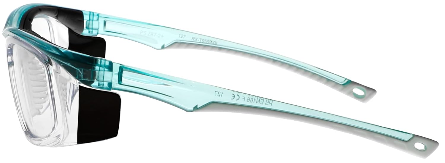 Radiation Safety Glasses Model T9559 Lead Glases with .75mm Pb Protective Lenses and .50mm Pb Eq Side Shields in Stylish Nylon Frame (Teal)
